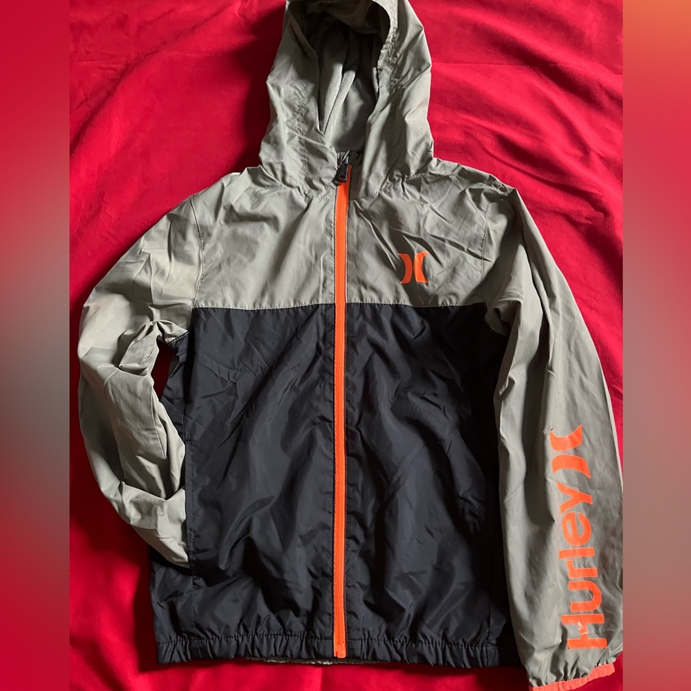 Hurley Olive and Black Hooded windbreaker Jacket